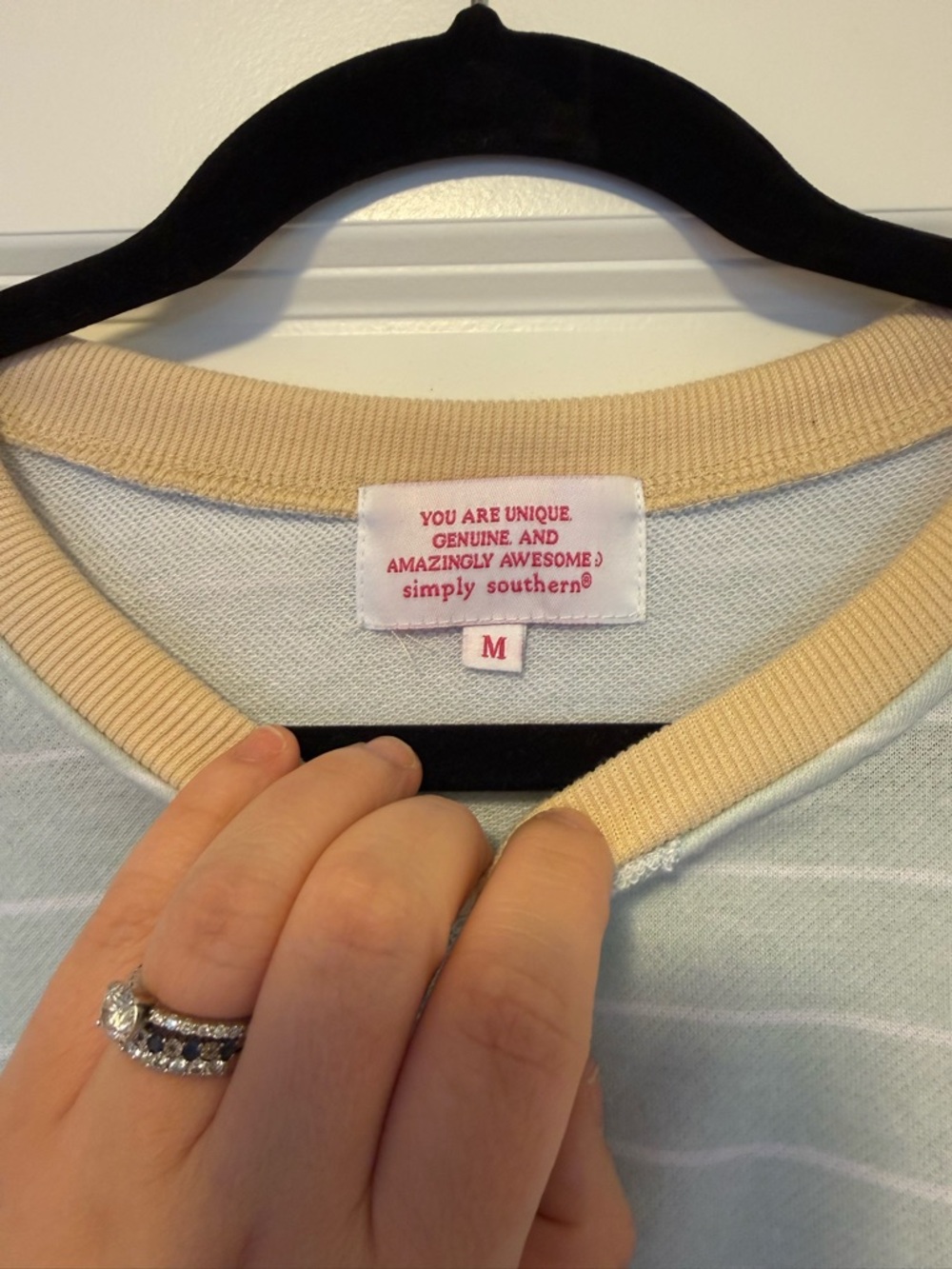Simply Southern Terry Crew Neck Sweater in Seafoam/Tan - Size Medium - Like New! - Picture 3 of 4